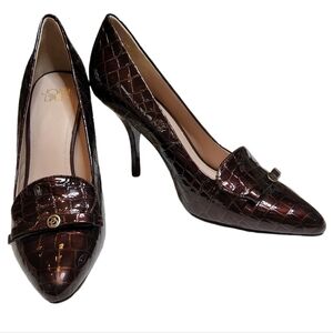 Joan & David Brown Leather Coc Pointed Toe Heels Pumps Size 9.5 9.5M